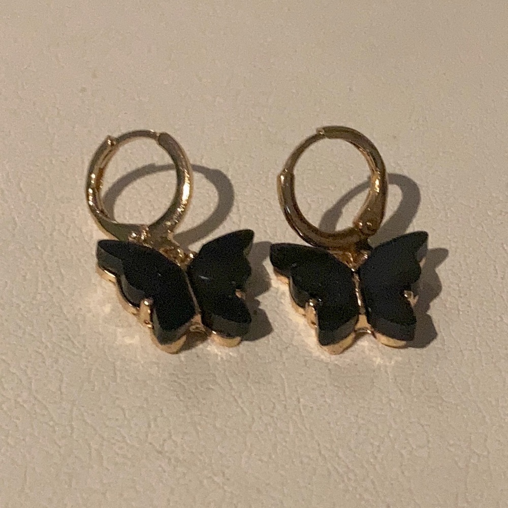 Black butterfly earrings